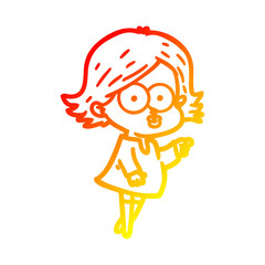 warm gradient line drawing cartoon girl pouting