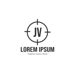 Initial JV logo template with modern frame. Minimalist JV letter logo vector illustration