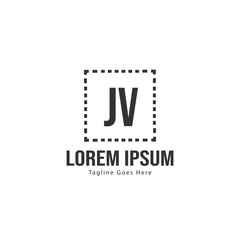Initial JV logo template with modern frame. Minimalist JV letter logo vector illustration