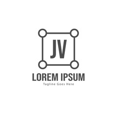 Initial JV logo template with modern frame. Minimalist JV letter logo vector illustration