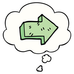 cartoon pointing arrow and thought bubble