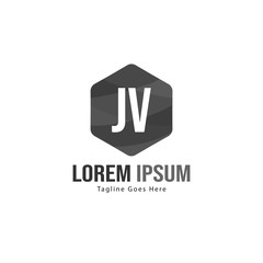 Initial JV logo template with modern frame. Minimalist JV letter logo vector illustration