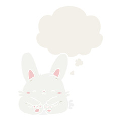 cartoon rabbit and thought bubble in retro style