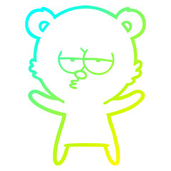 cold gradient line drawing bored bear cartoon
