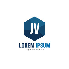 Initial JV logo template with modern frame. Minimalist JV letter logo vector illustration