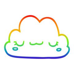 rainbow gradient line drawing cute cartoon cloud