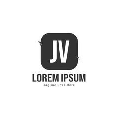 Initial JV logo template with modern frame. Minimalist JV letter logo vector illustration