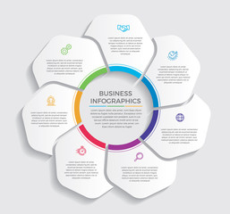 Infographic design vector and marketing icons can be used for workflow layout, diagram, annual report, web design.  Business concept with 7 options, steps or processes. - Vector 