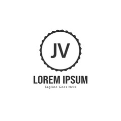 Initial JV logo template with modern frame. Minimalist JV letter logo vector illustration