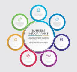Infographic design vector and marketing icons can be used for workflow layout, diagram, annual report, web design.  Business concept with 7 options, steps or processes. - Vector 