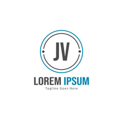Initial JV logo template with modern frame. Minimalist JV letter logo vector illustration