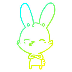 cold gradient line drawing curious bunny cartoon