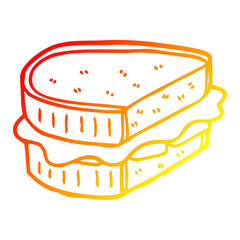 warm gradient line drawing cartoon toasted sandwich