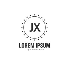 Initial JX logo template with modern frame. Minimalist JX letter logo vector illustration