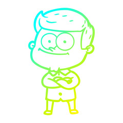 cold gradient line drawing cartoon happy man