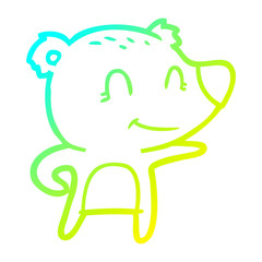 cold gradient line drawing friendly bear cartoon