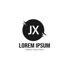 Initial JX logo template with modern frame. Minimalist JX letter logo vector illustration