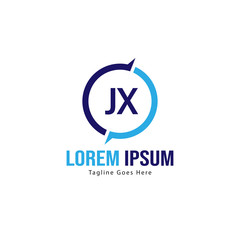 Initial JX logo template with modern frame. Minimalist JX letter logo vector illustration