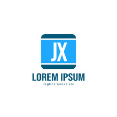 Initial JX logo template with modern frame. Minimalist JX letter logo vector illustration