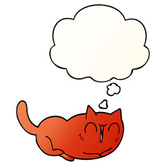 happy cartoon cat and thought bubble in smooth gradient style