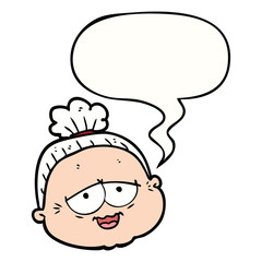 cartoon old lady and speech bubble
