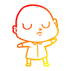 warm gradient line drawing cartoon bald man