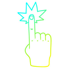 cold gradient line drawing cartoon pointing hand