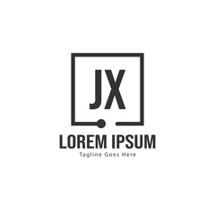 Initial JX logo template with modern frame. Minimalist JX letter logo vector illustration