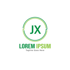 Initial JX logo template with modern frame. Minimalist JX letter logo vector illustration