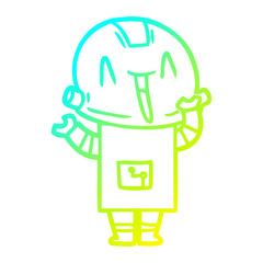 cold gradient line drawing cartoon robot