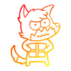 warm gradient line drawing cartoon annoyed fox