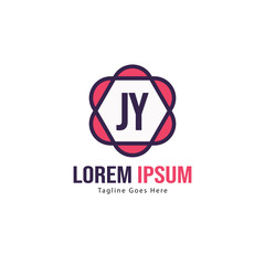 Initial JY logo template with modern frame. Minimalist JY letter logo vector illustration