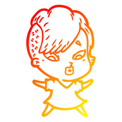 warm gradient line drawing cartoon surprised girl