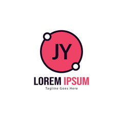 Initial JY logo template with modern frame. Minimalist JY letter logo vector illustration