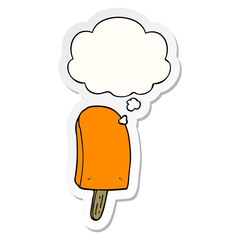 cartoon ice lolly and thought bubble as a printed sticker