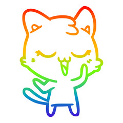 Obraz premium rainbow gradient line drawing happy cartoon cat