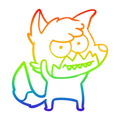 rainbow gradient line drawing cartoon grinning fox