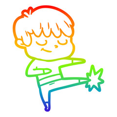 rainbow gradient line drawing cartoon happy boy