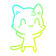 cold gradient line drawing cartoon happy cat