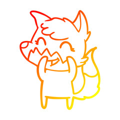 warm gradient line drawing happy cartoon fox