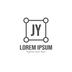 Initial JY logo template with modern frame. Minimalist JY letter logo vector illustration