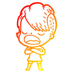 warm gradient line drawing cartoon cool hipster girl talking