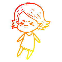 warm gradient line drawing cartoon angry woman