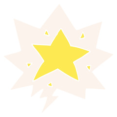 cartoon star and speech bubble in retro style