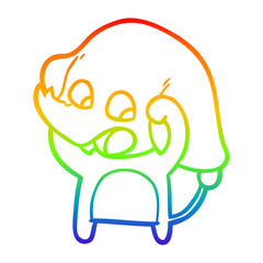 rainbow gradient line drawing cute cartoon elephant