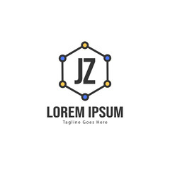 Initial JZ logo template with modern frame. Minimalist JZ letter logo vector illustration