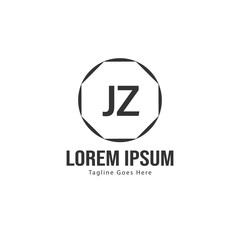 Obraz premium Initial JZ logo template with modern frame. Minimalist JZ letter logo vector illustration
