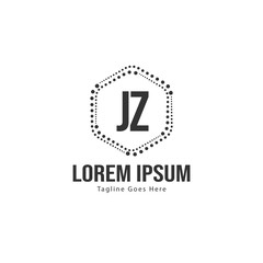 Initial JZ logo template with modern frame. Minimalist JZ letter logo vector illustration
