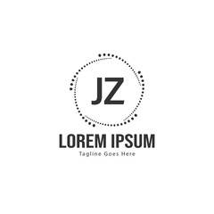Initial JZ logo template with modern frame. Minimalist JZ letter logo vector illustration