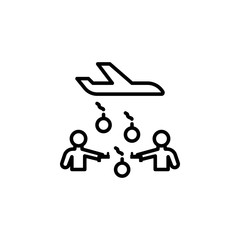 battle guns migration outline icon. element of migration illustration icon. signs, symbols can be used for web, logo, mobile app, UI, UX